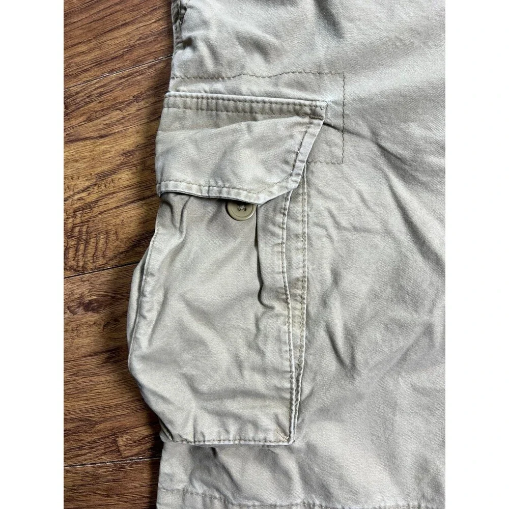Vintage Authentic Cargos Khaki Original Wash for Comfort Cargo Hiking Shorts 36